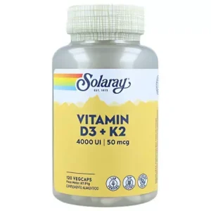 Vitamina D3 + K2 Solaray – 120 cápsulas