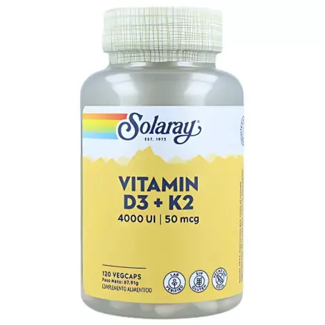 Vitamina D3 + K2 Solaray – 120 cápsulas