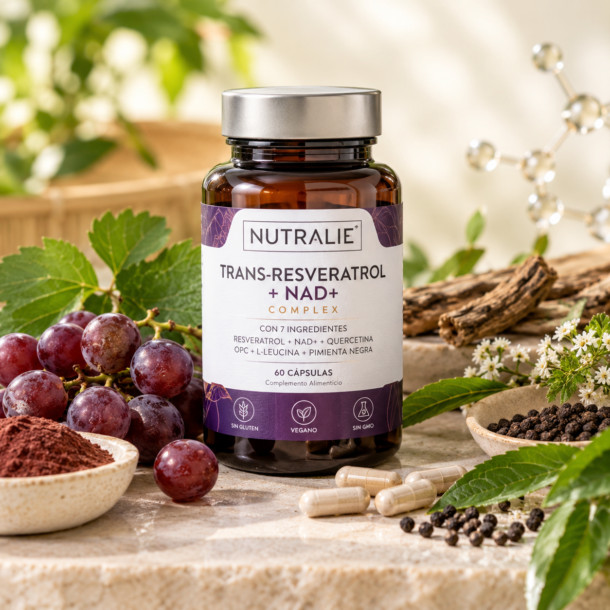 Nutralie Trans-Resveratrol + NAD+ Complex 60 cápsulas